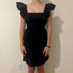 Black puff sleeve dress bow